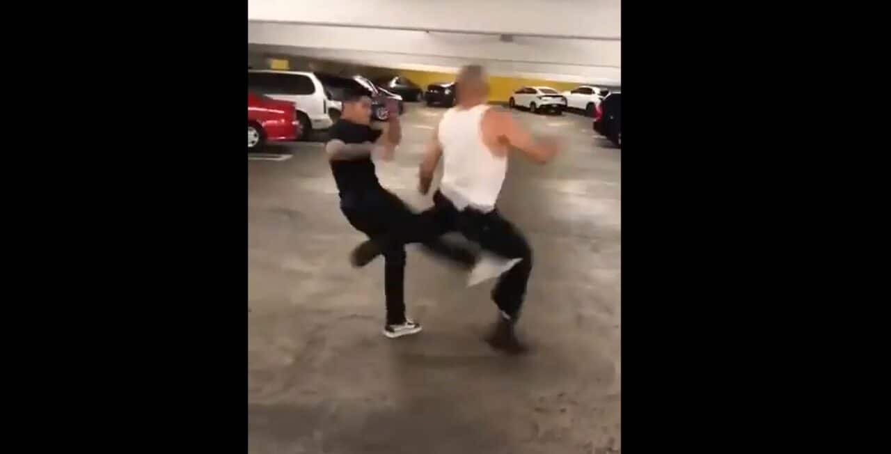 OG learns HARD lesson about leg kicks vs. MMA fighter in parking garage