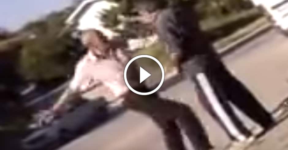 Old man teaches young punk a violent and painful lesson