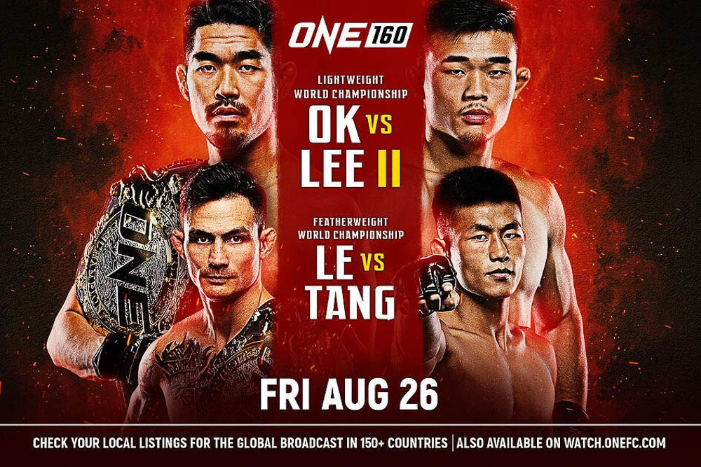 Full fight card announced for ONE 160 in Singapore; ticket pre-sale starts Thursday