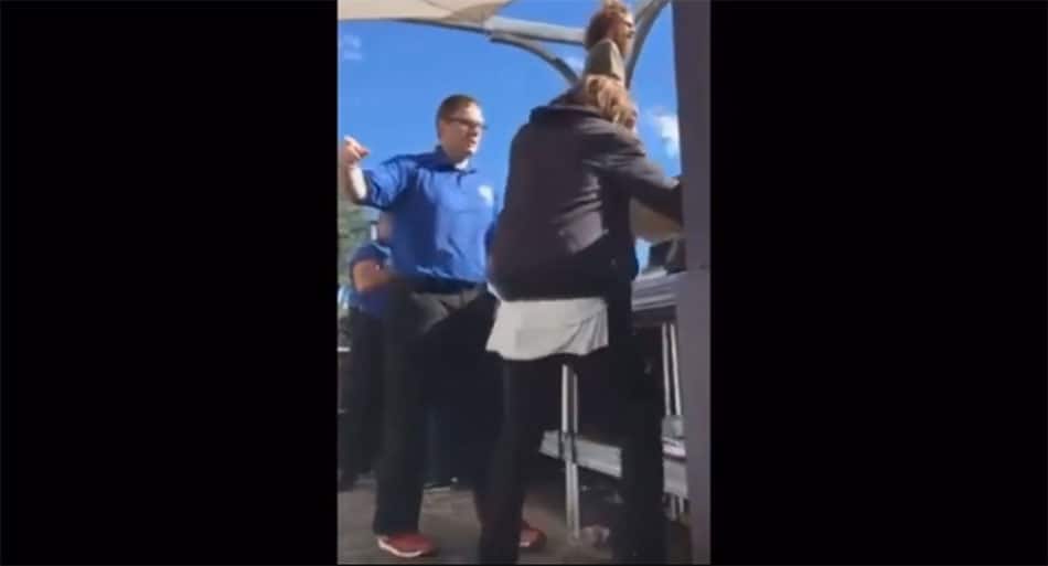 Out-of-control hippie puts vicious rear-naked choke on security guard during festival brawl