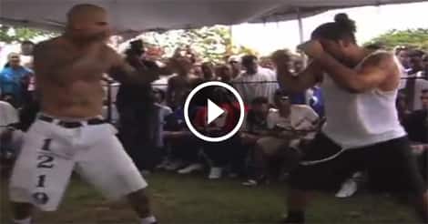 Pro MMA fighter, ‘Level’, in a backyard brawl – ends in TKO