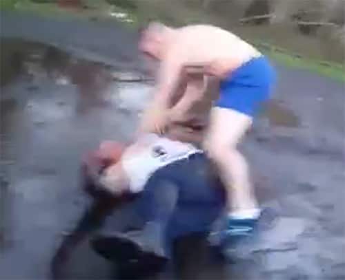 Quick bare-knuckle fight ends viciously