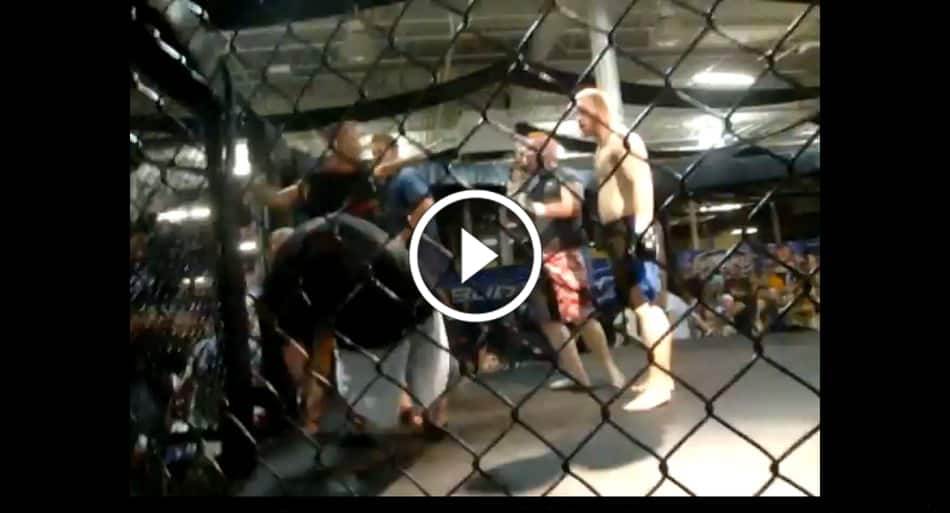 Referee and cornerman go at it – ends in KO
