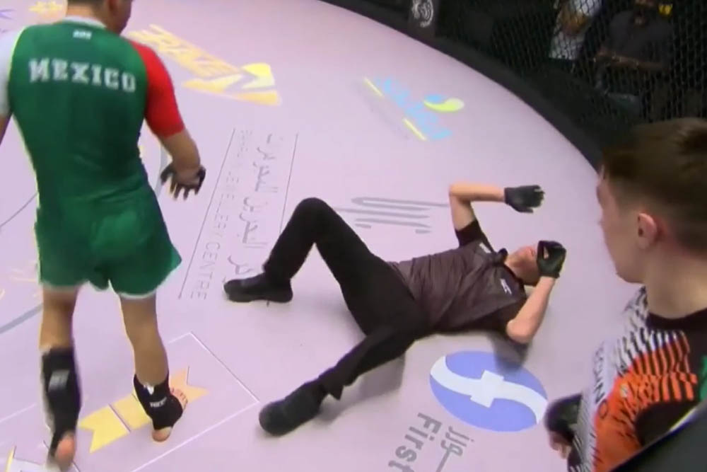 Video: MMA Super Cup referee gets knocked out mid-fight – and then continues