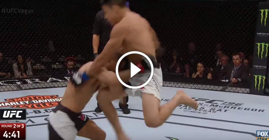 Rivas lands thundering flying knee knock out