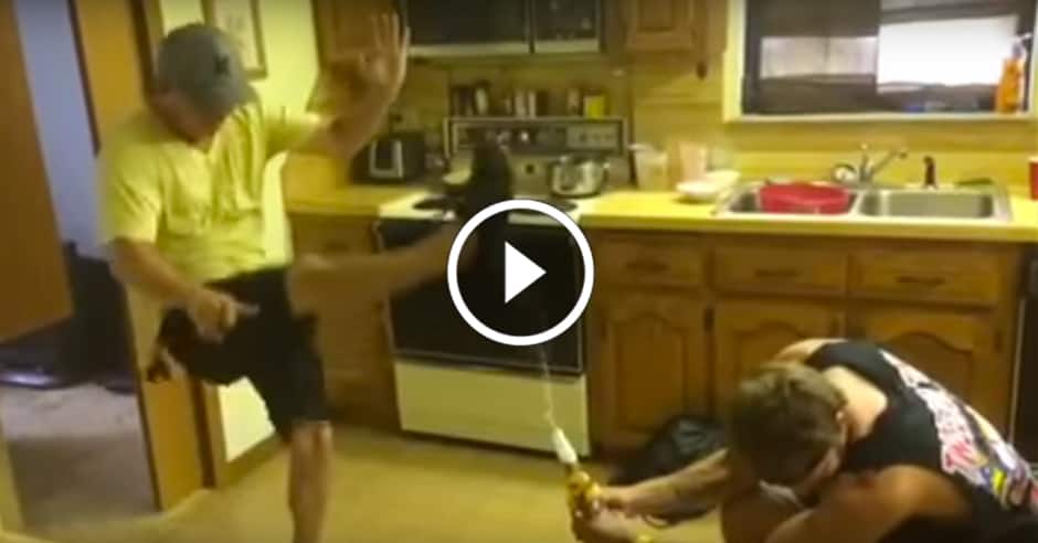 Karate kid attempts to open beer bottle with a kick