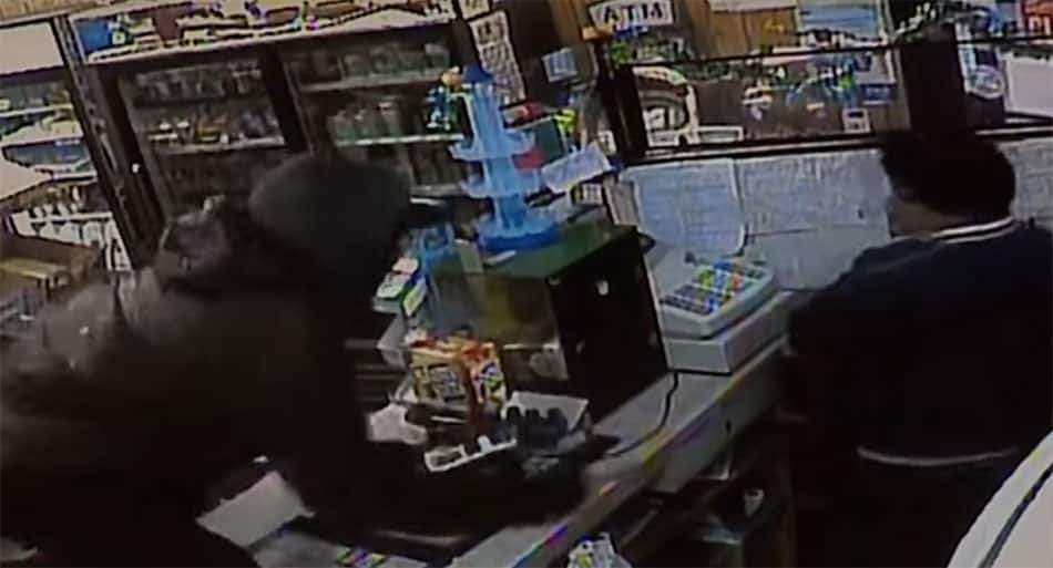 Robber and convenience store owner duel with knives