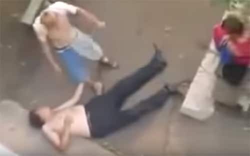 Russian guy slaps woman – pays for it quickly