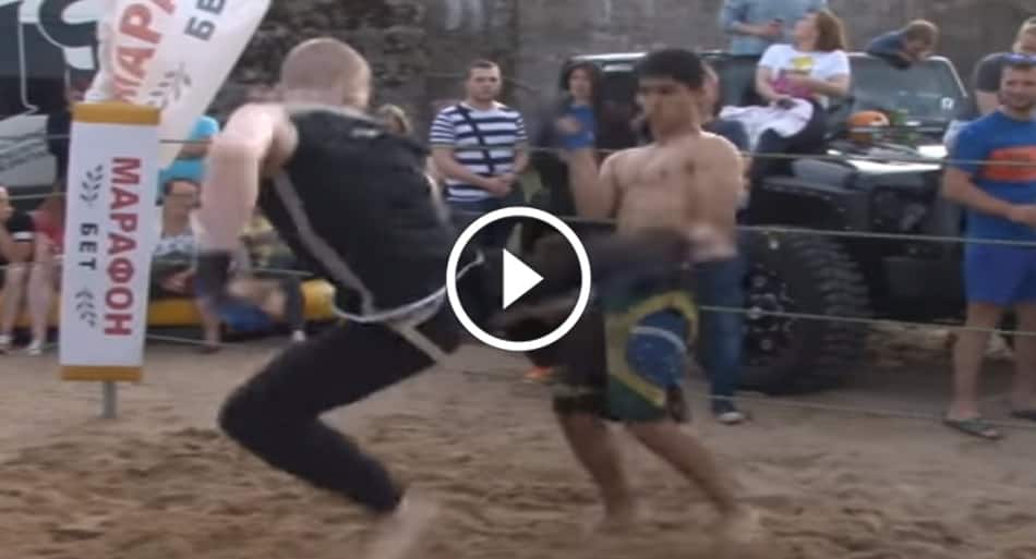 Russian karate fighter vs. Jiu-Jitsu fighter – guess who wins