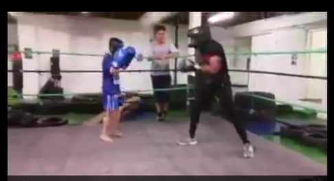 11 year old kickboxer spars pro boxer