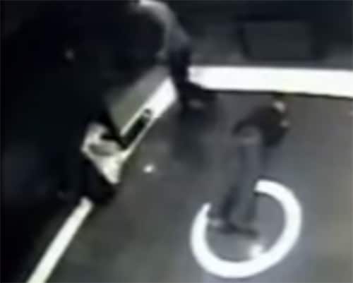 Security camera footage shows kid taking out two bullies