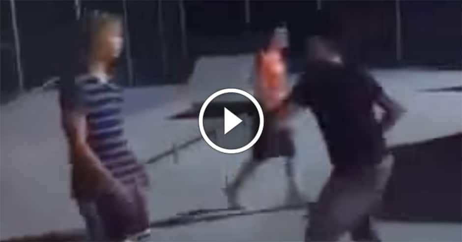 Skate park bully goes for a quick ride in the sky