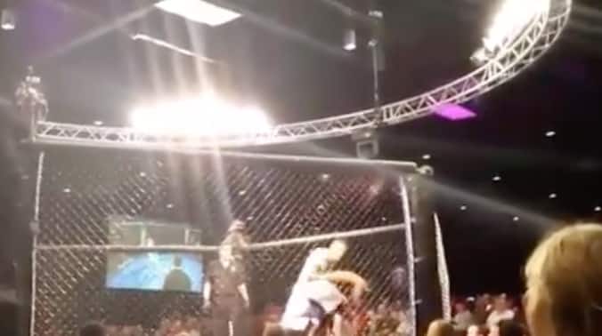 Huge overhand right for the KO!