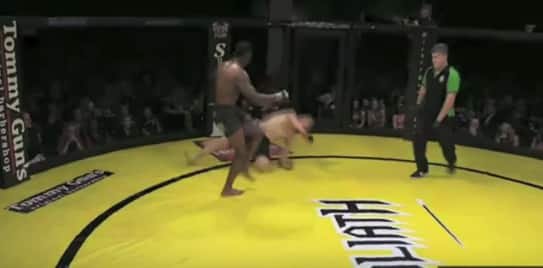 Huge head kick knockout!