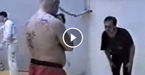 Master kicks student hard to teach a lesson