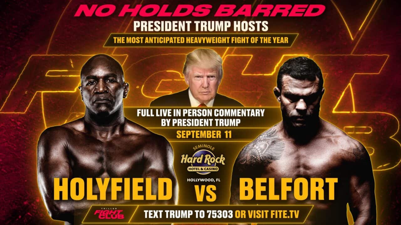 WATCH: Holyfield vs Belfort press conference featuring former president Donald Trump, at 1 pm ET