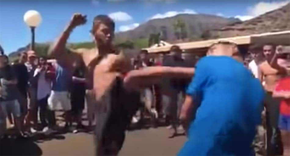 Two pro-level fighters battle in the street