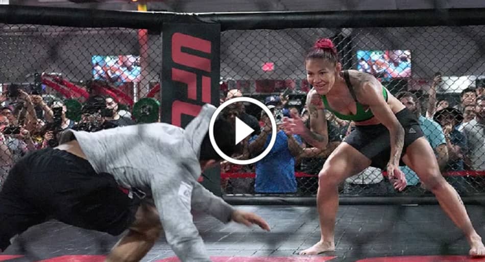 UFC champion Cris Cyborg training Capoeira at UFC open workout