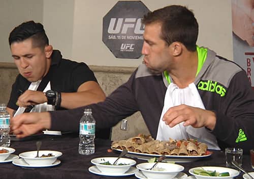 UFC fighters compete in a taco eating contest