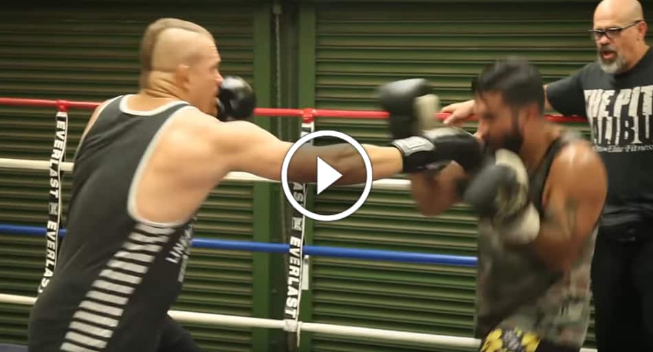 UFC legend Chuck Liddell spars students for belt test