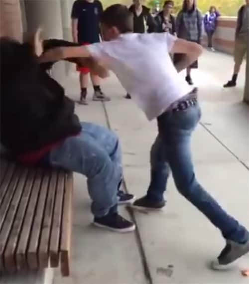 Vicious hand combinations thrown in school fight