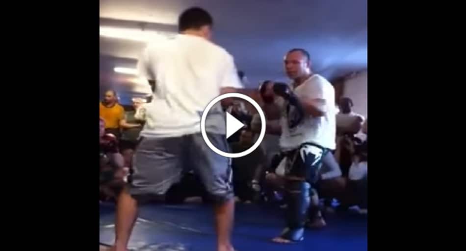 Wanderlei Silva sparring session with kid – escalates quickly