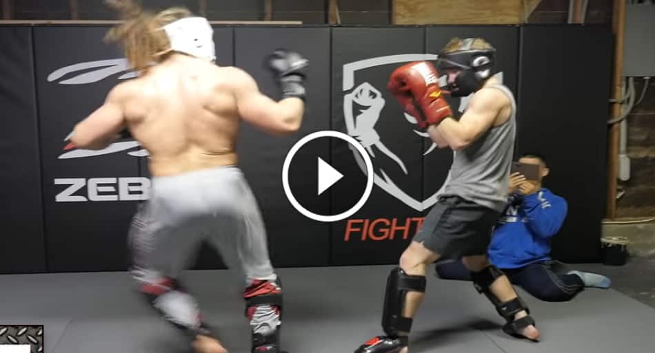 145lb ‘fightTips’ guy vs. 235lb power house in sparring session