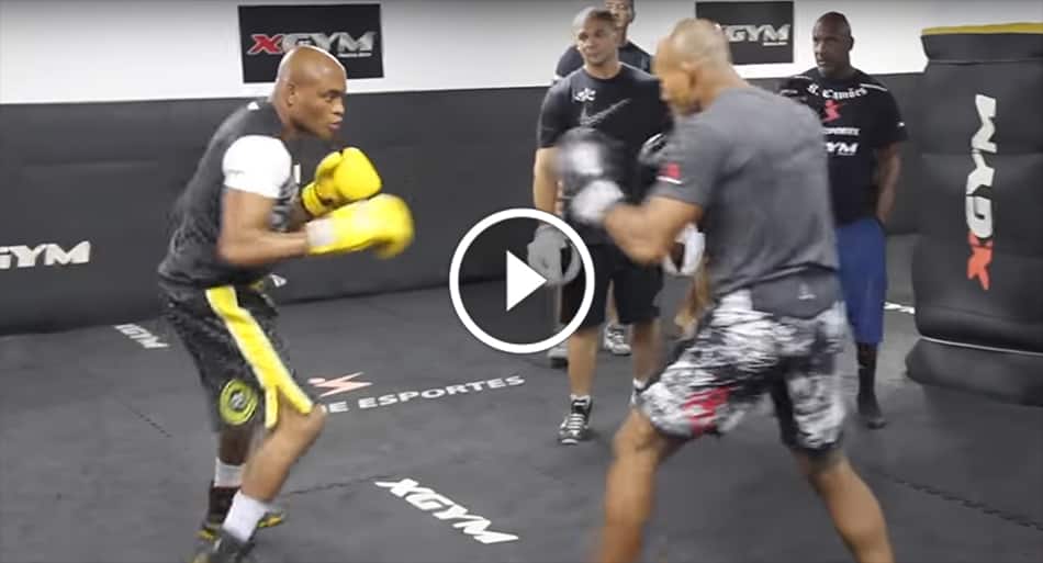 Anderson Silva training footage with Jacare Souza