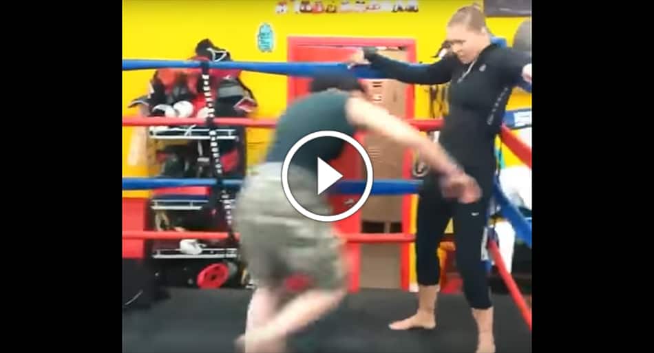 Footage of Ronda Rousey training pro wrestling