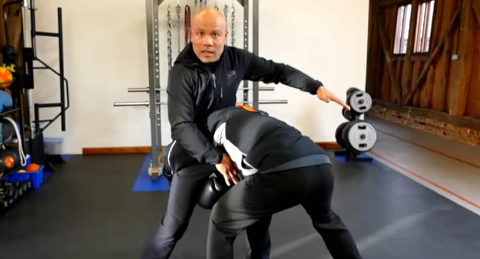 Master Wong shows how he would stop a takedown from a wrestler