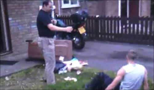 Aggressive yob gets clowned and slinks off after one well-placed punch